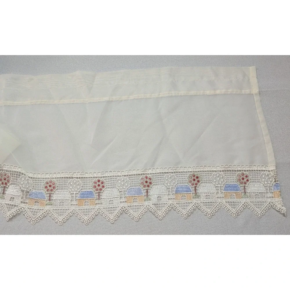 Window Valances Unisex OS Cream Excellent Embroidered Village Lace 2pc